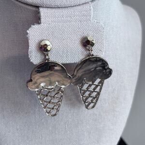 Gold Ice Cream Cone Earrings